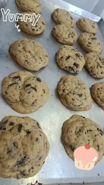 Galletas artesanales con chips de chocolate recién horneadas